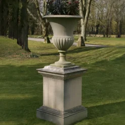 Statues & Sculptures Large|Round^Verona Vase Stone Garden Planter on Pedestal