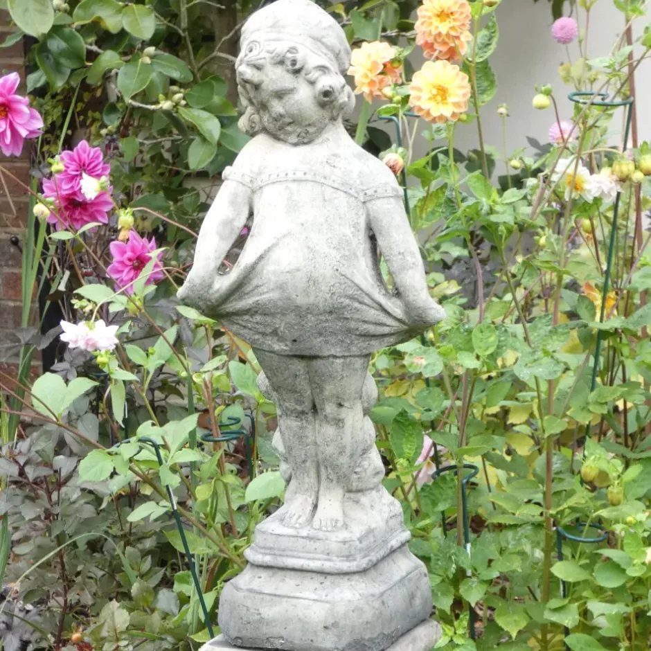 Statues & Sculptures Children^Victorian Girl on Pedestal Stone Garden Statue