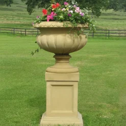 Statues & Sculptures Large|Round^Victorian Tazza Stone Garden Planter on Pedestal