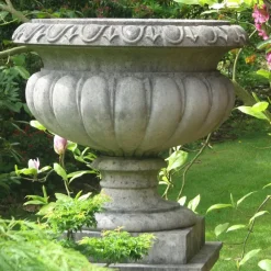 Statues & Sculptures Large|Round^Victorian Tazza Stone Garden Planter on Pedestal