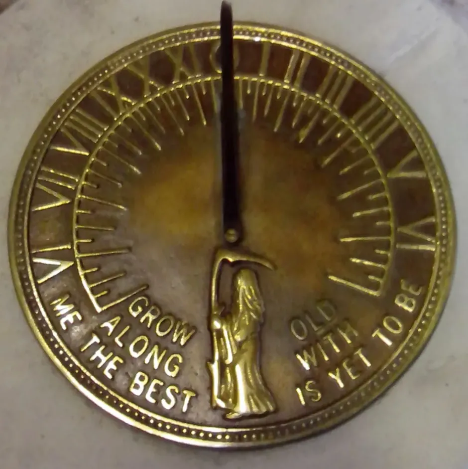 Statues & Sculptures Garden Sundials^Vine Aged Brass Stone Garden Sundial