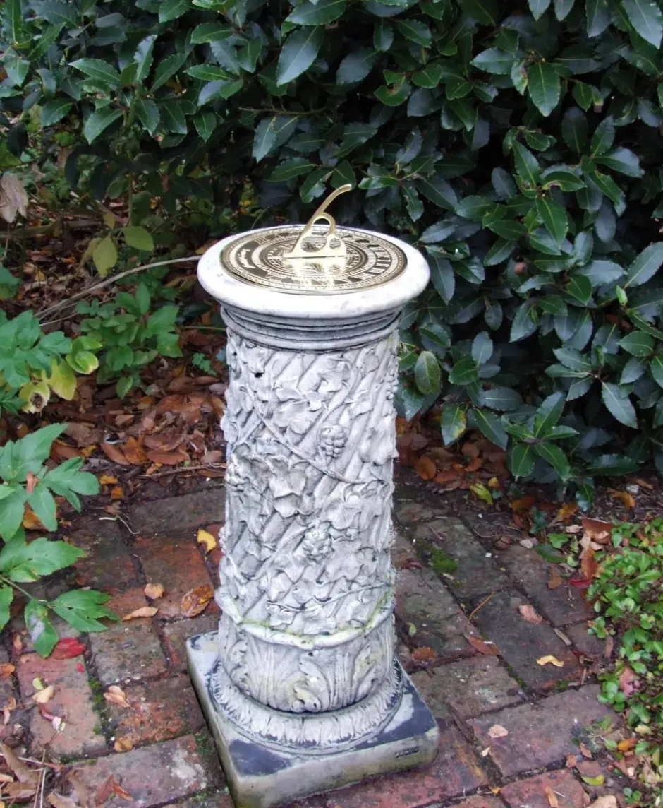 Statues & Sculptures Garden Sundials^Vine Brass Stone Garden Sun Dial