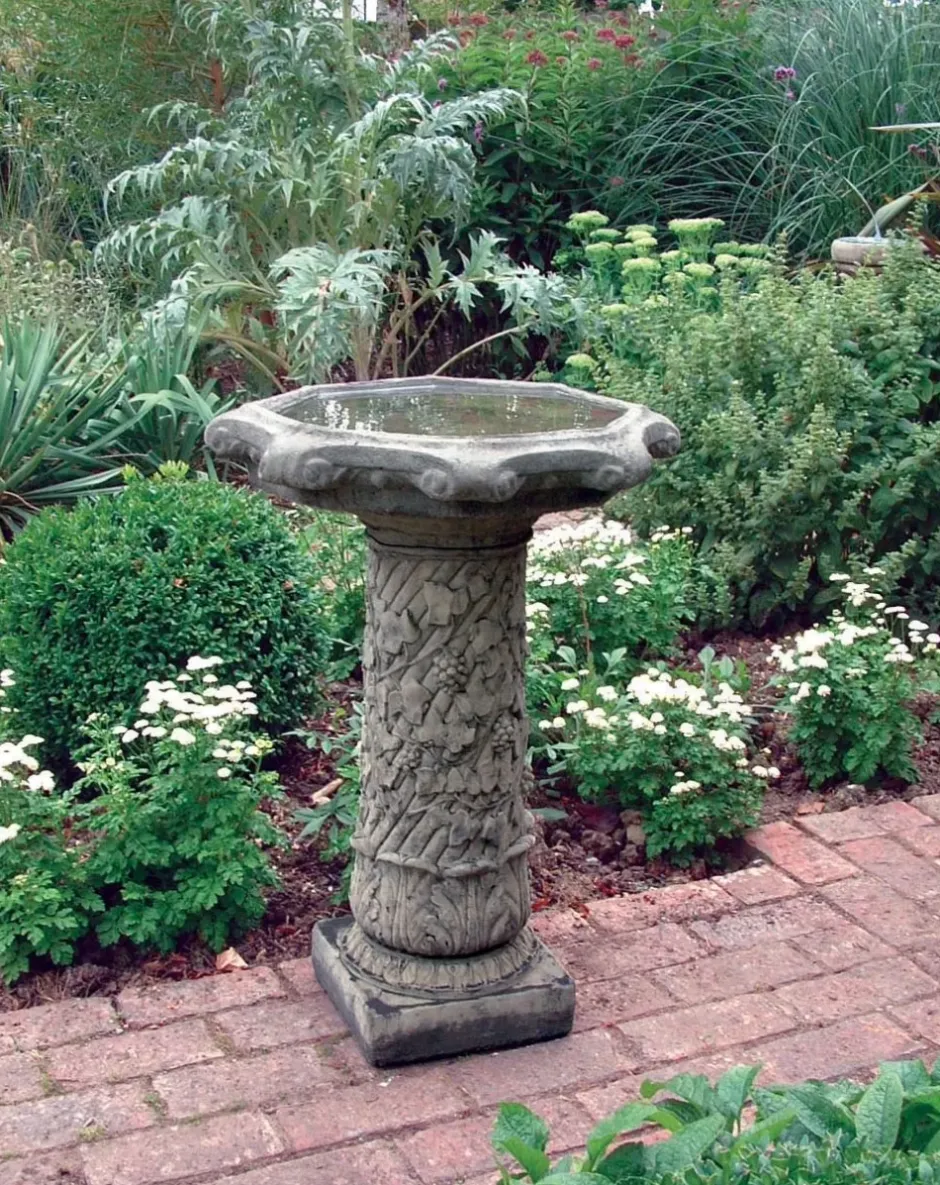Statues & Sculptures Bird Baths^Vine Design Stone Garden Birdbath