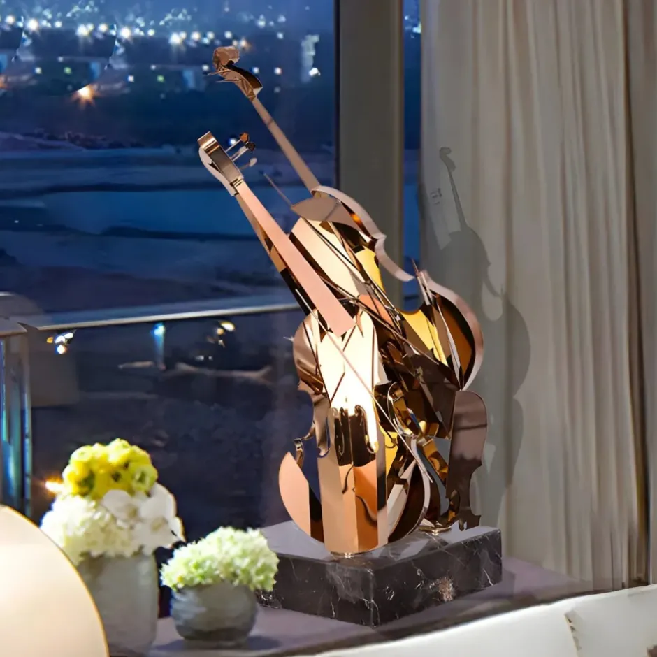 Statues & Sculptures Table Top|Floor Standing^Violin Fusion 80cm Copper Metal Indoor Sculpture