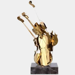 Statues & Sculptures Table Top|Floor Standing^Violin Fusion 80cm Gold Metal Indoor Sculpture