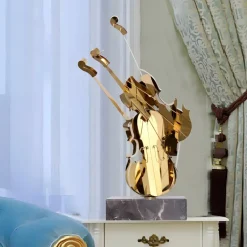 Statues & Sculptures Table Top|Floor Standing^Violin Fusion 80cm Gold Metal Indoor Sculpture