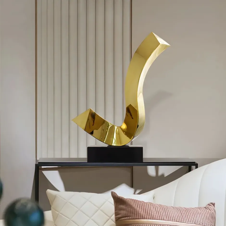 Statues & Sculptures Table Top|Abstract^Vivid Edge 65cm Gold Metal Indoor Sculpture