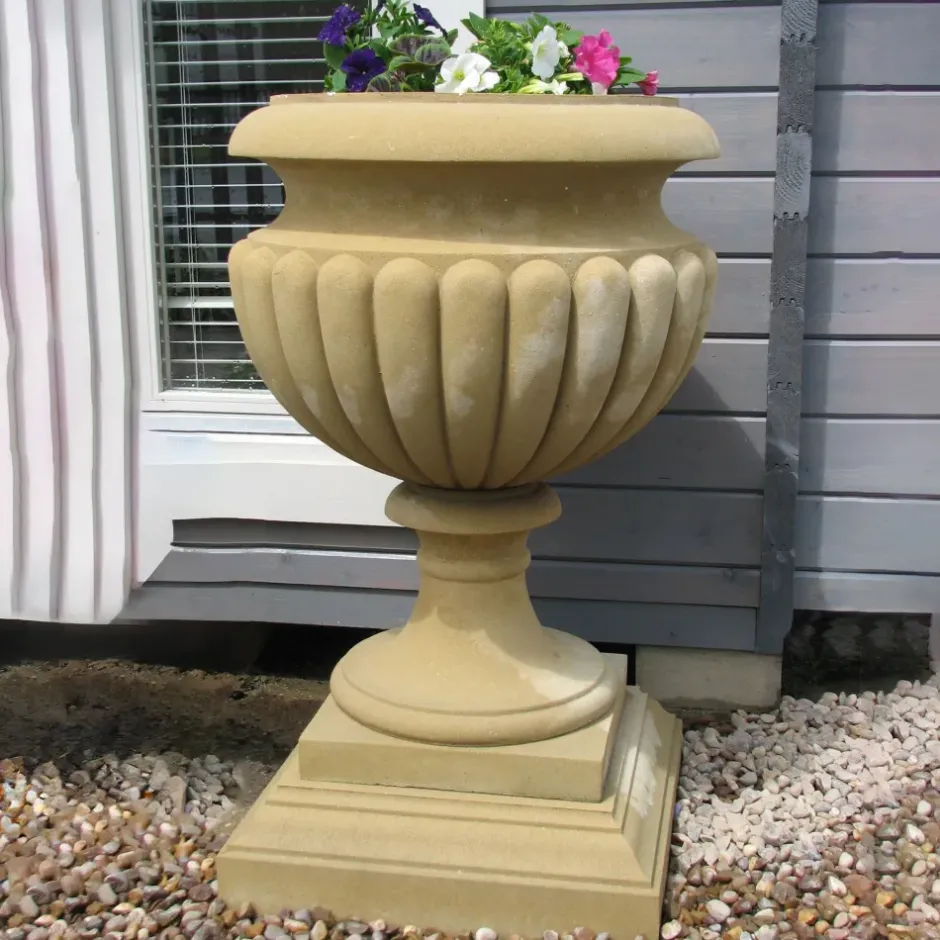 Statues & Sculptures Large|Round^Waddeston Urn Stone Garden Planter