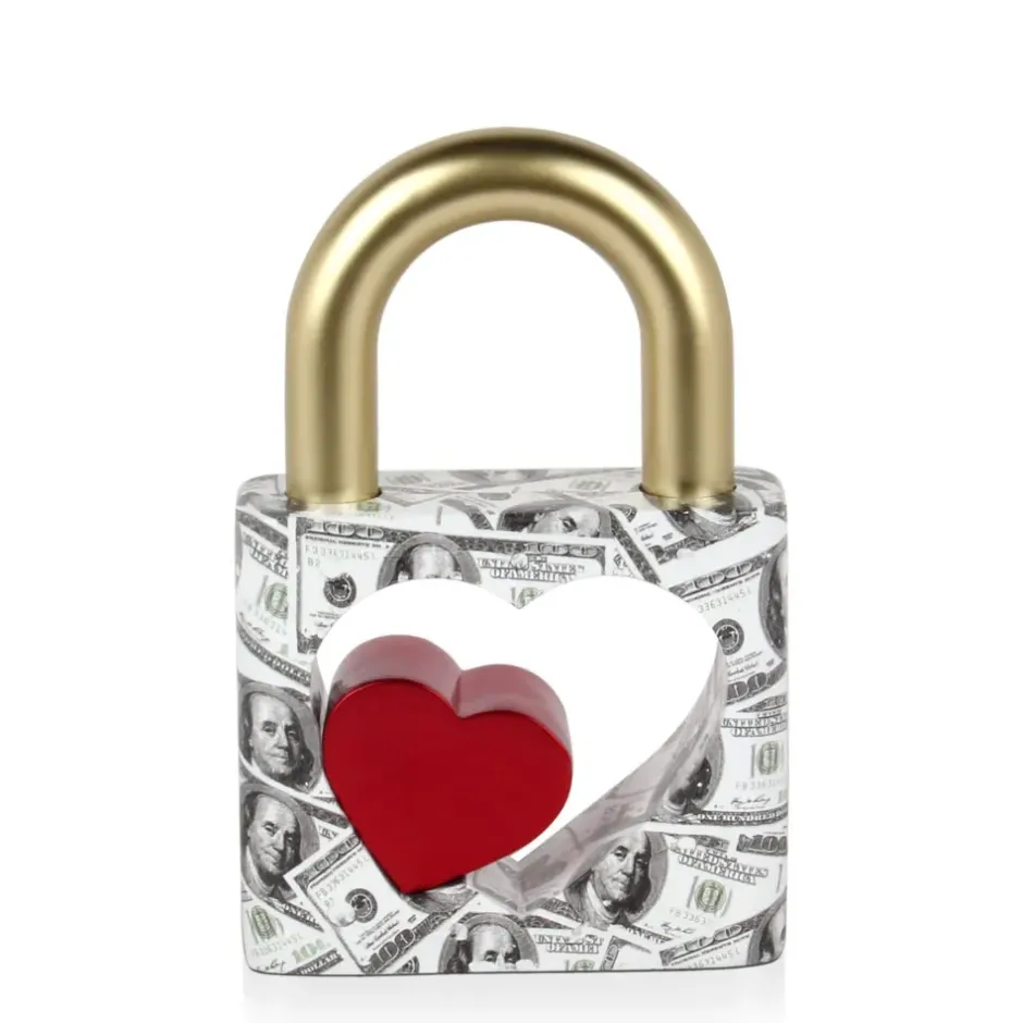 Statues & Sculptures Table Top|Contemporary^Wealth Padlock 28cm Gold Resin Indoor Sculpture