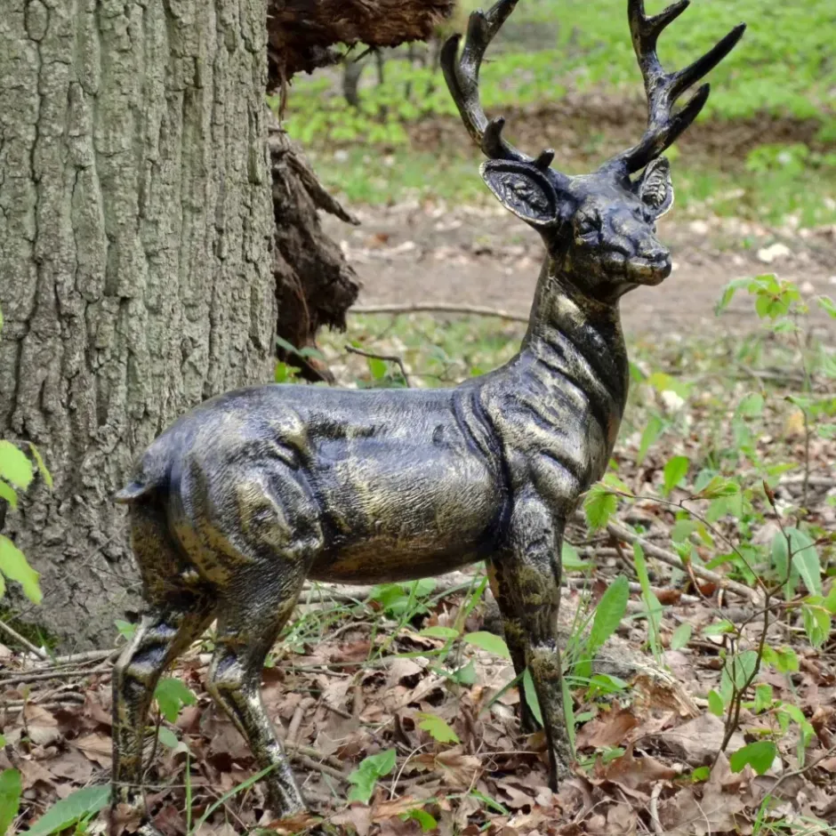 Statues & Sculptures Stags & Deers^Wild Baby Stag Deer Bronze Metal Garden Statue