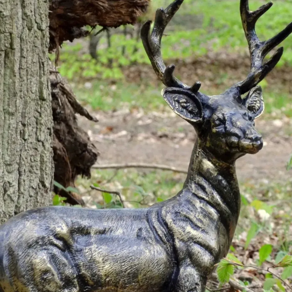 Statues & Sculptures Stags & Deers^Wild Baby Stag Deer Bronze Metal Garden Statue