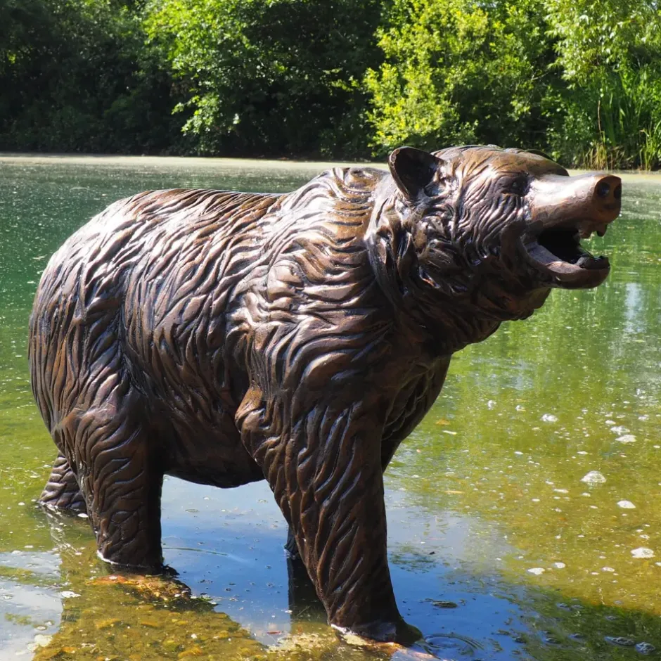 Statues & Sculptures Wildlife^Wild Bear Cub Bronze Metal Garden Statue