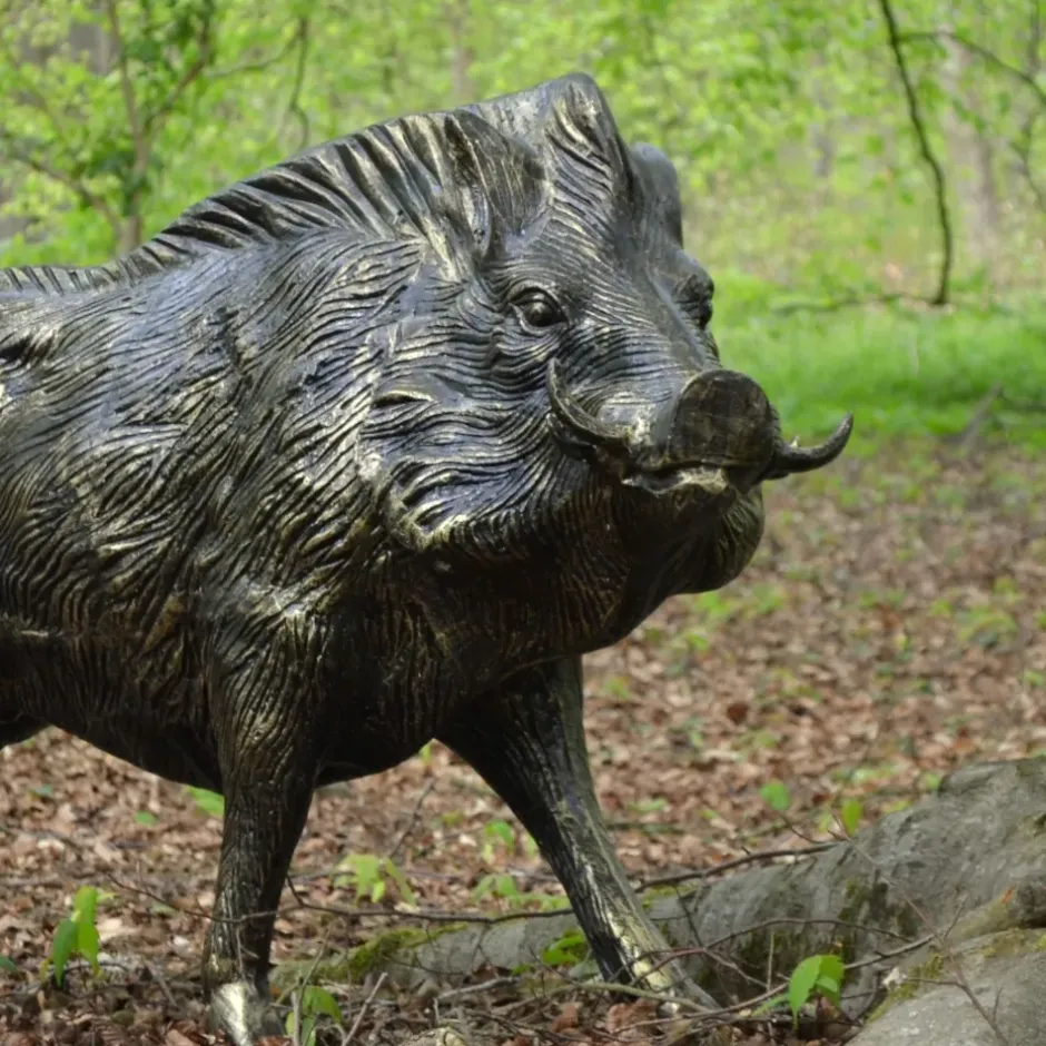 Statues & Sculptures Wildlife^Wild Boar Life-Size Bronze Metal Garden Statue