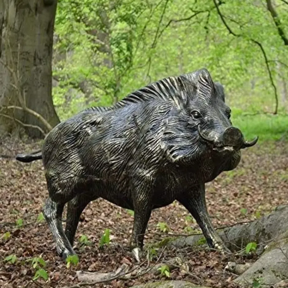 Statues & Sculptures Wildlife^Wild Boar Life-Size Bronze Metal Garden Statue