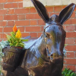 Statues & Sculptures Farm^Wild Donkey with Baskets Bronze Metal Garden Statue