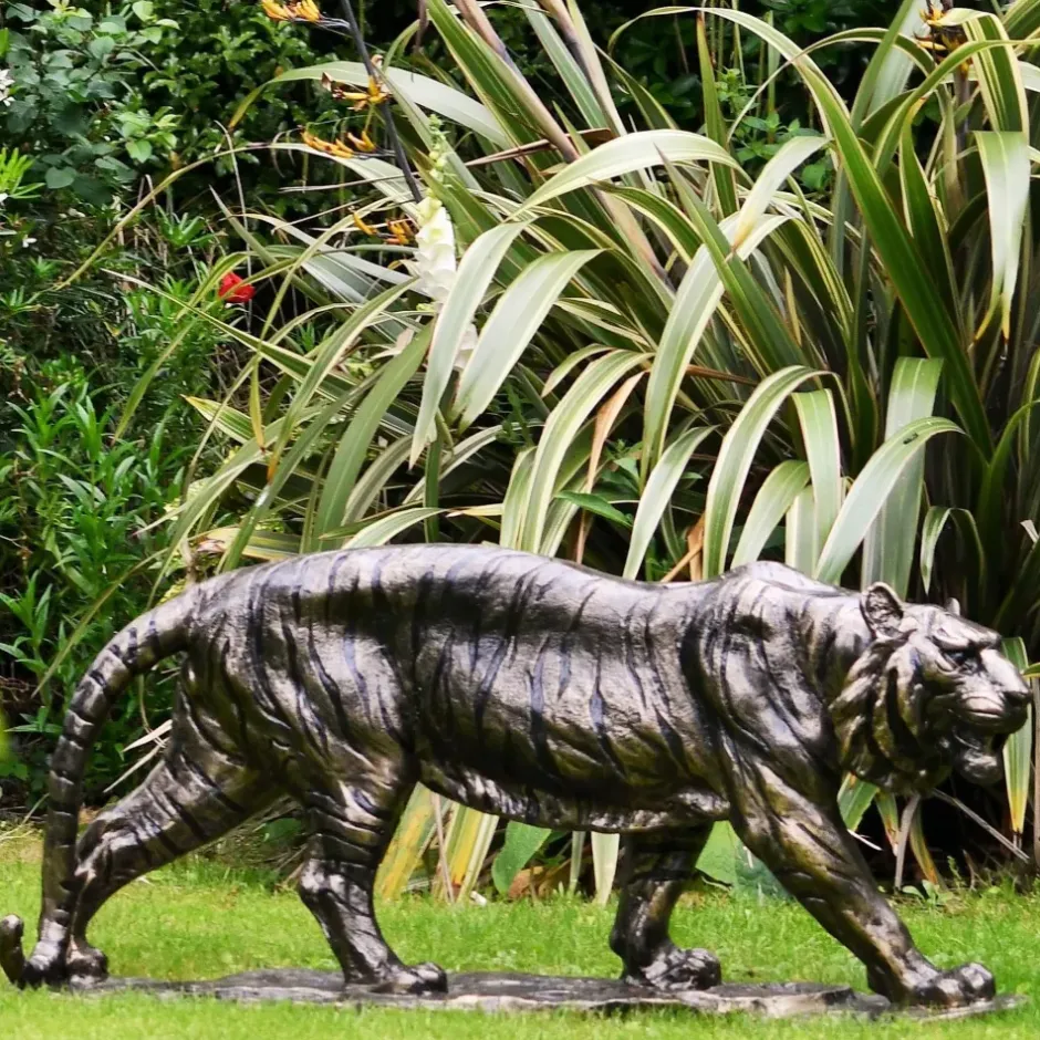 Statues & Sculptures Wildlife|Lions^Wild Tiger 51cm Bronze Metal Garden Statue