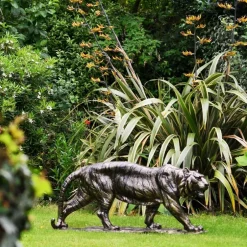 Statues & Sculptures Wildlife|Lions^Wild Tiger 51cm Bronze Metal Garden Statue