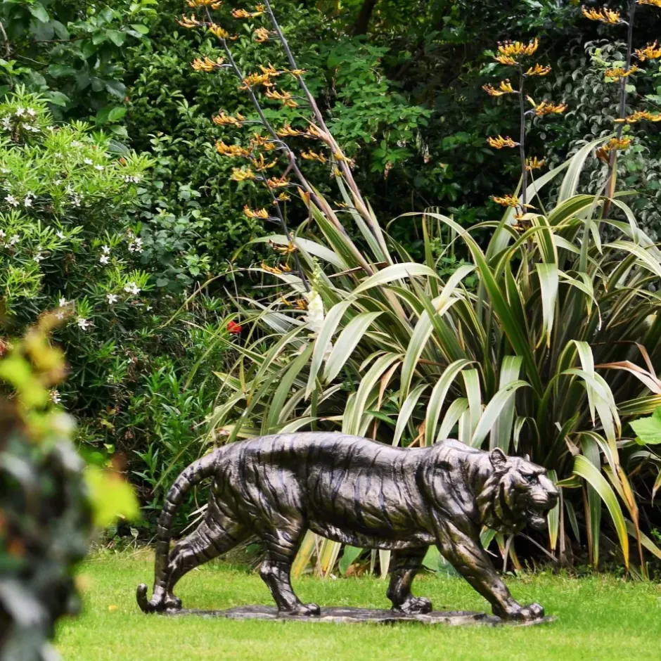 Statues & Sculptures Wildlife|Lions^Wild Tiger 51cm Bronze Metal Garden Statue