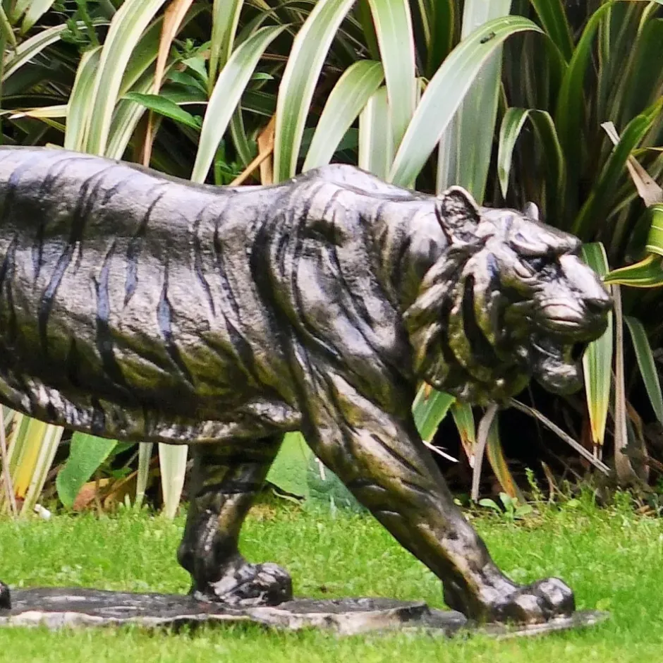 Statues & Sculptures Wildlife|Lions^Wild Tiger 51cm Bronze Metal Garden Statue