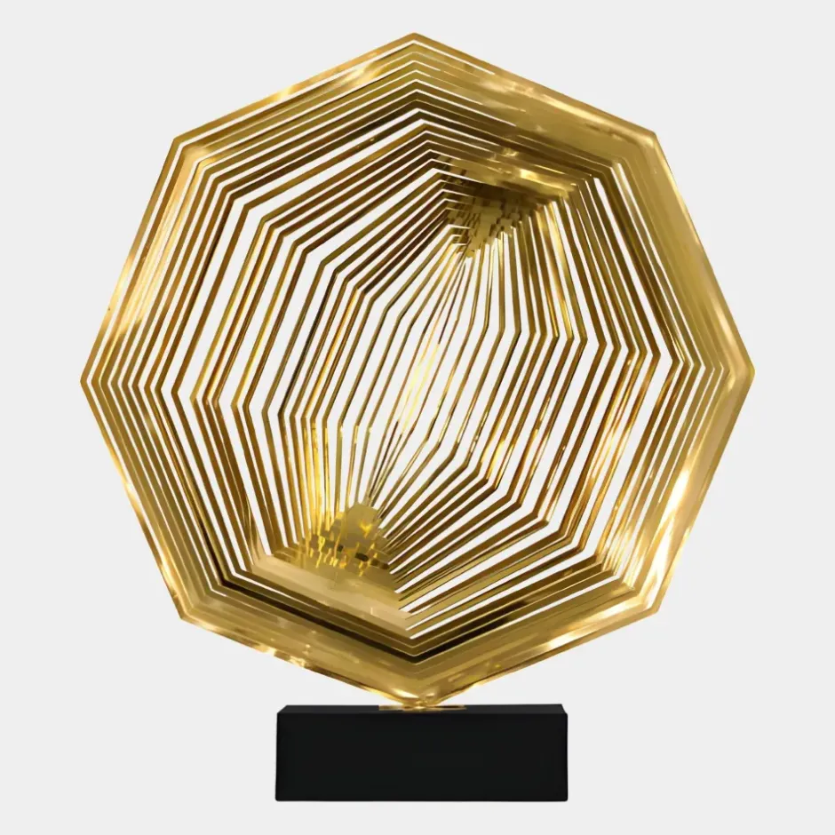 Statues & Sculptures Table Top|Abstract^Xenon Grid 70cm Gold Metal Indoor Sculpture