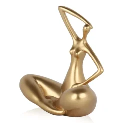 Statues & Sculptures Figurative|Table Top^Yoga Grace 25cm Gold Resin Indoor Sculpture