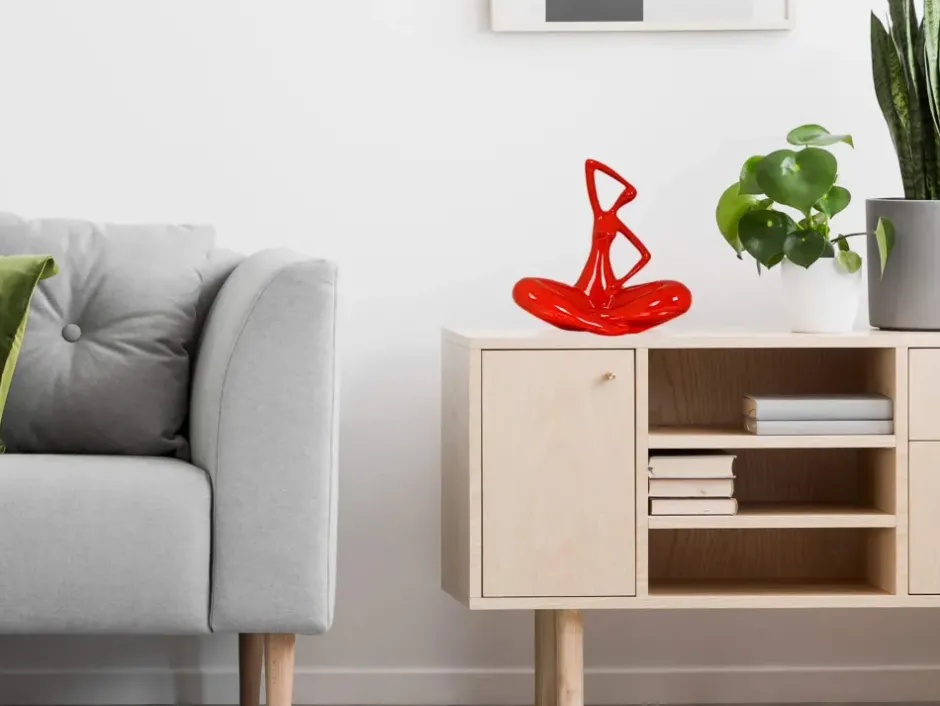 Statues & Sculptures Figurative|Table Top^Yoga Grace 25cm Red Resin Indoor Sculpture