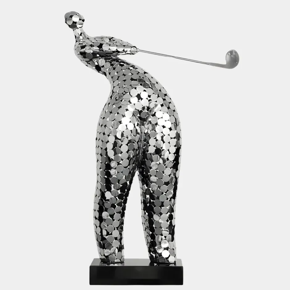 Statues & Sculptures Figurative|Table Top^Zen Golf 86cm Silver Metal Indoor Sculpture