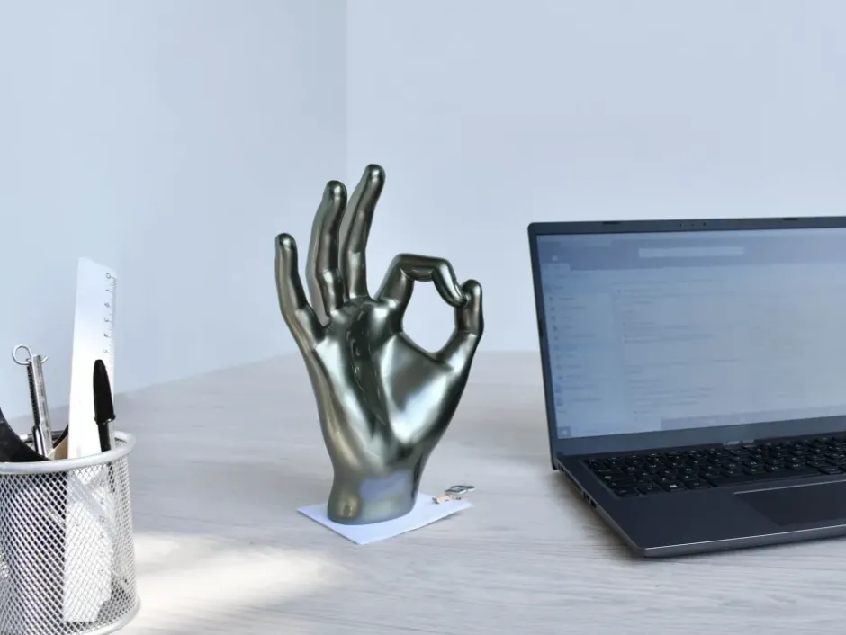 Statues & Sculptures Table Top|Contemporary^Zen Hand 27cm Anthracite Resin Indoor Sculpture