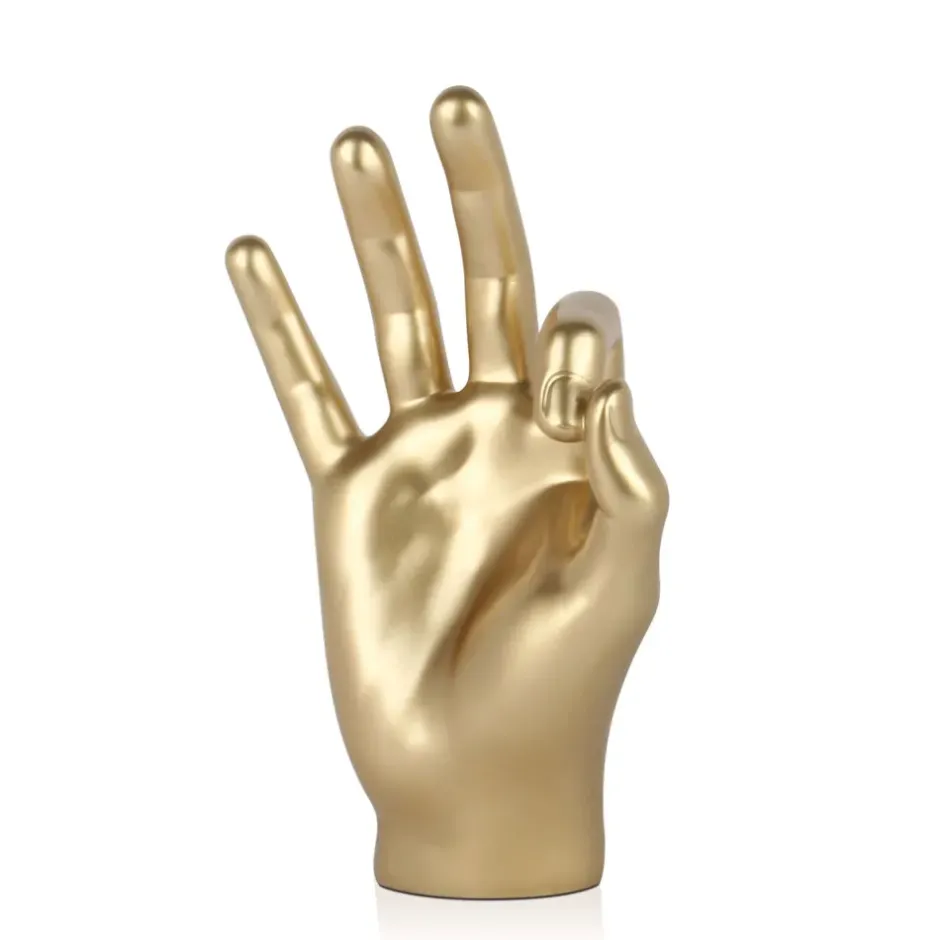 Statues & Sculptures Table Top|Contemporary^Zen Hand 27cm Gold Resin Indoor Sculpture